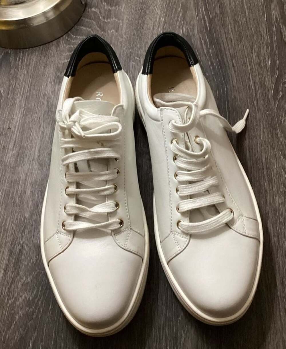 Ron White Leather Sneakers White Black Platform